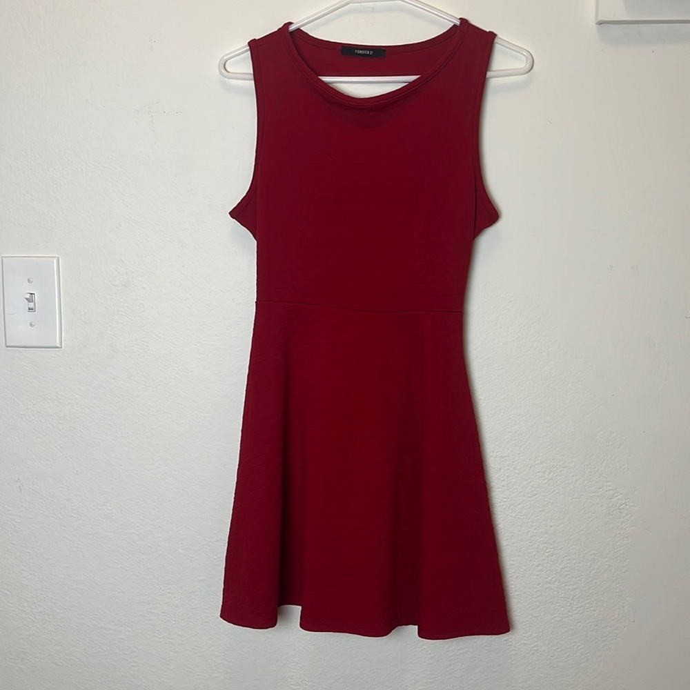Forever 21 Red Patterned Open back Mini Dress XS